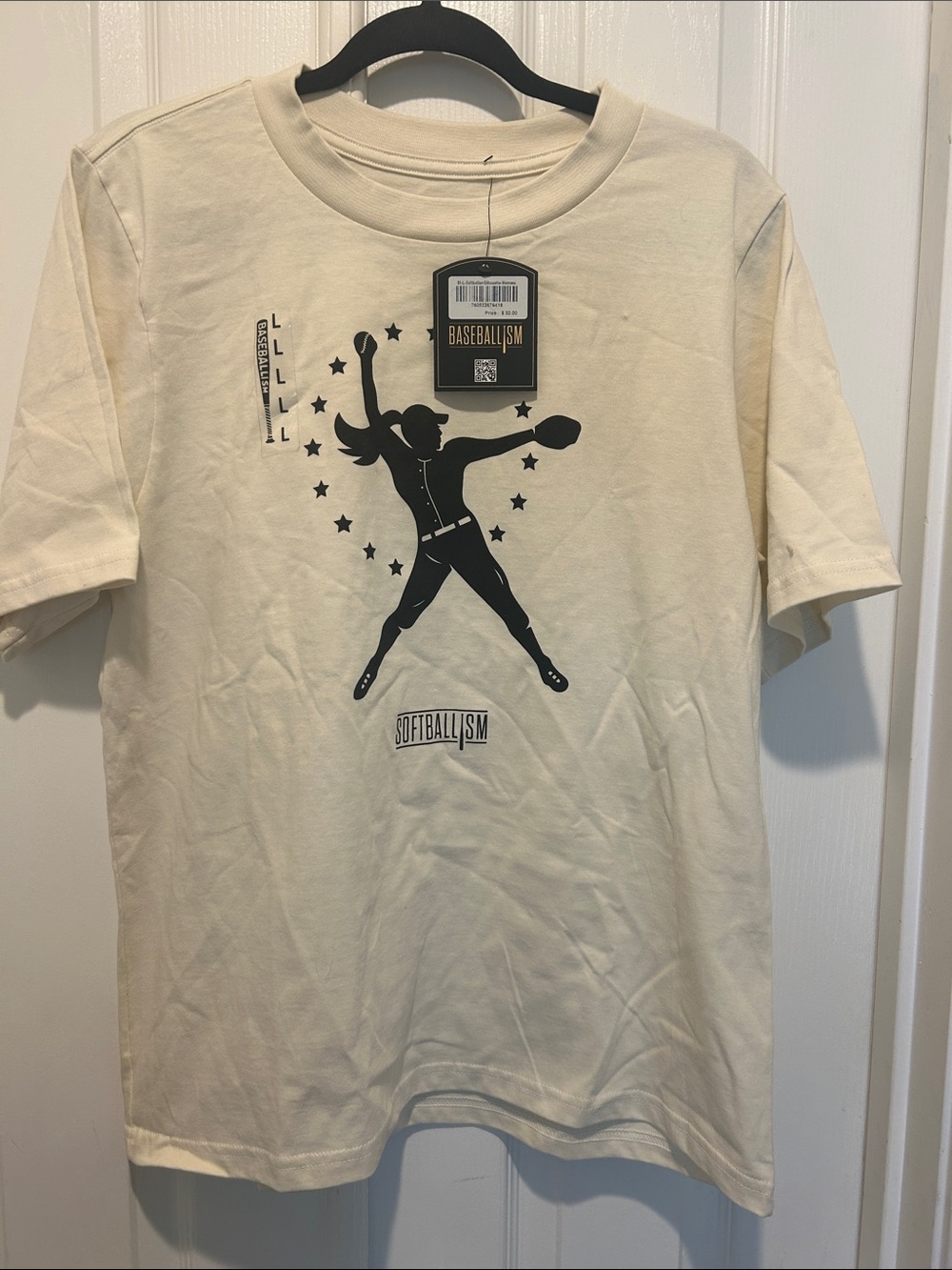 Unbranded Cream Short-Sleeve Softball Graphic Tee